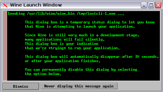 Startup warning